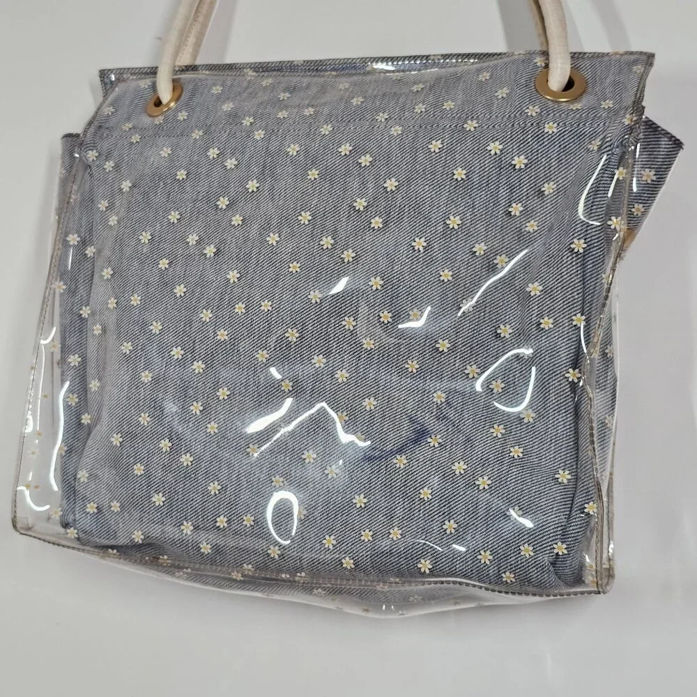 Hammitt Benjamin Daisy Print‎ Tote Bag Los Denim & Clear PVC Los Angeles